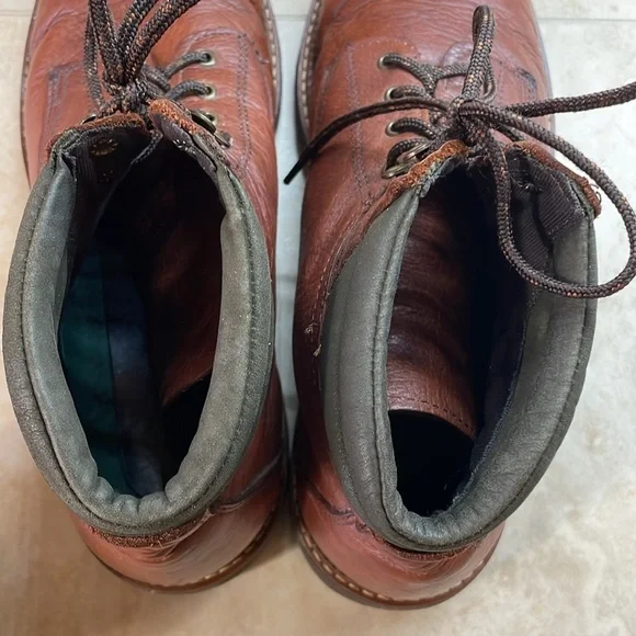 Genuine Leather Men’s Boots Lace Up Gumlite Vibram Made In USA Brown 10M - Picture 13 of 16
